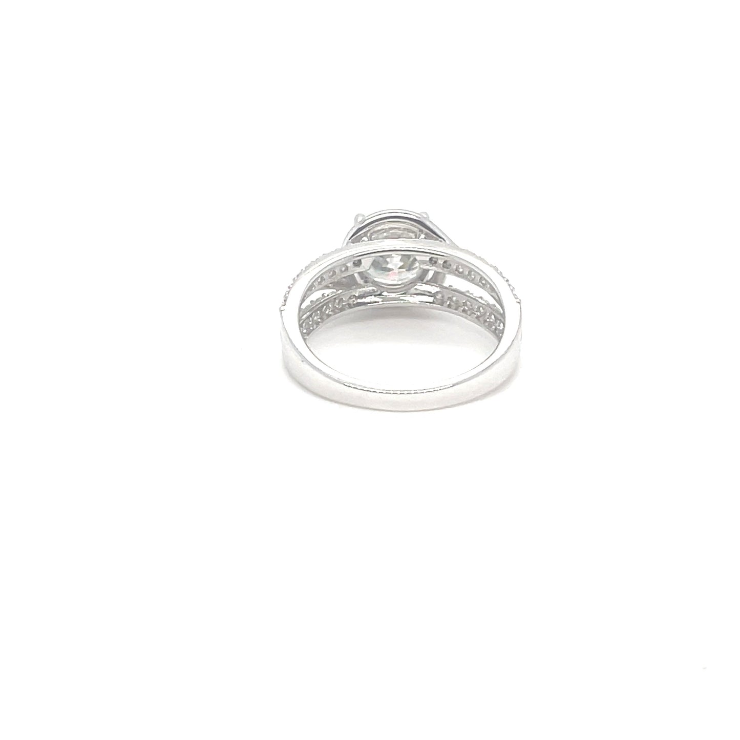 TTT Double Band SS Ring w/2 CT Round Stone & Moissanite Gemstone Highlights.