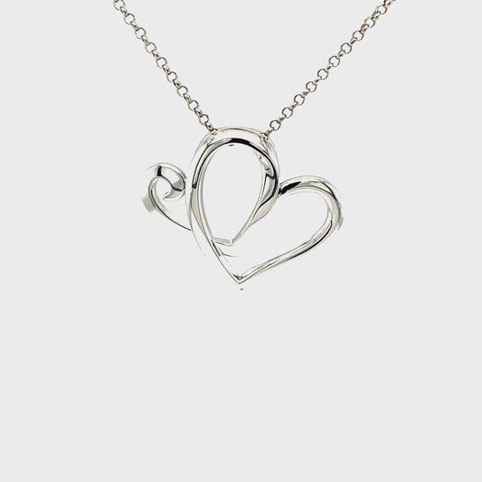 AH Hearts Pendant w/18" Chain; Platinum Plated SS.