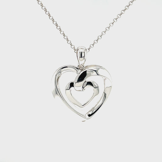 The Power of Love tm; Platinum Plated Sterling Silver, Heart Pendant w/SS Chain.