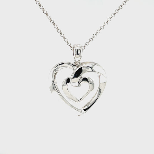 LE Platinum Plated, SS Heart Pendant w/18" Chain.