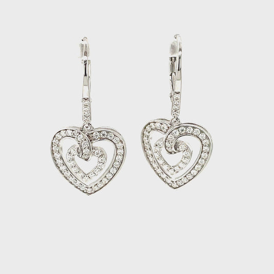 The Power of Love tm Platinum Plated Sterling Silver, French Drop Earrings w/Moissanite Gemstone Accents.