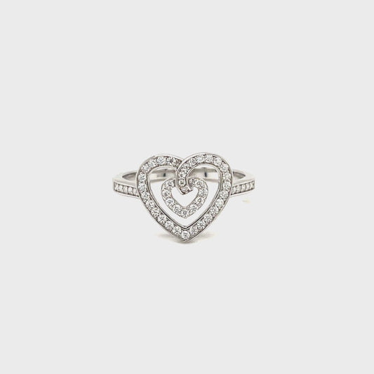 The Power of Love tm; Platinum Plated Sterling Silver Heart Ring w/Moissanite Gemstones Accents.