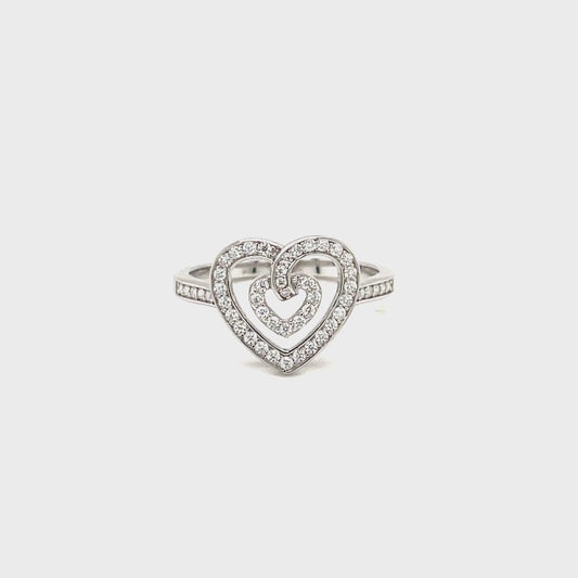 LE Heart Ring w/Moissanite Gemstone Accents; Platinum Plated SS.