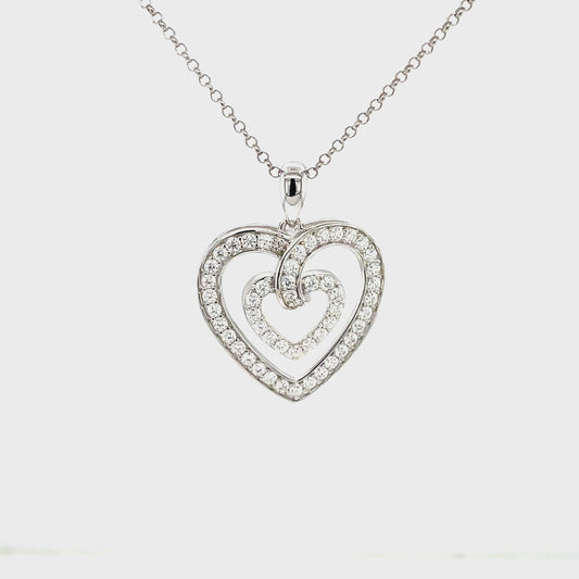 LE Full Moissanite Gemstone Heart SS Pendant & 18" Chain.