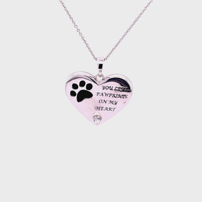 CC You Left Pawprints On My Heart Memorial Ash Holder Pendant; SS w/18" Chain.