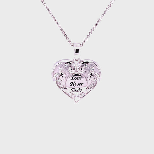 CC Love Never Ends Heart Pendant; Platinum Plated SS w/18" Chain