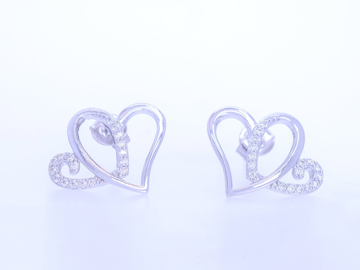 Anniversary Heart Earrings W/Moissanite Gemstone - deborahjbirdoesdesigns