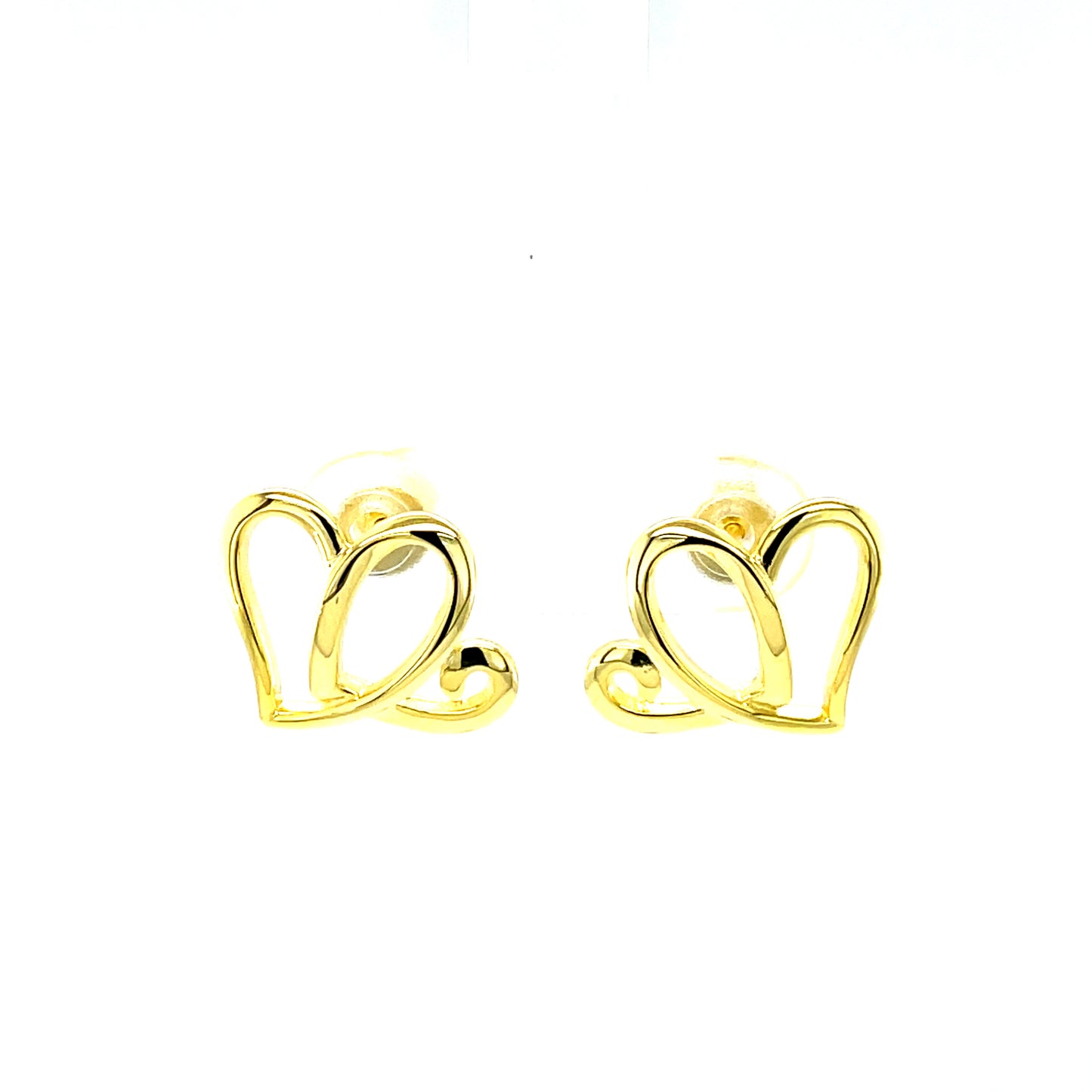 AH 14KT Gold Plated, Two Hearts Earrings; SS.