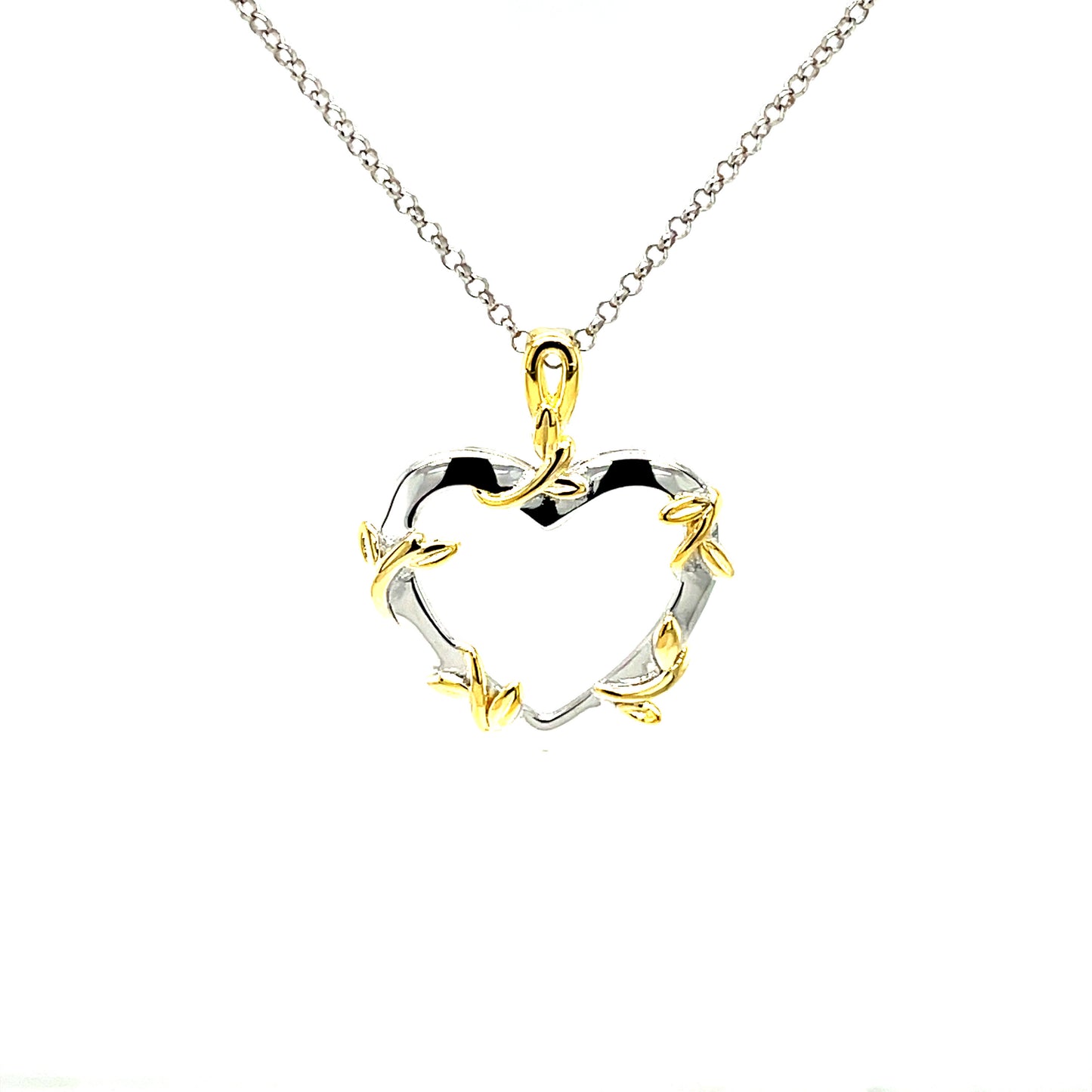 PML Gold Accented, Sterling Silver, Heart Pendant w/SS Chain.