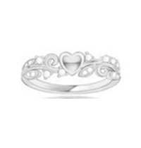 SS MLS Heart Ring W/Moissanite Stone - deborahjbirdoesdesigns