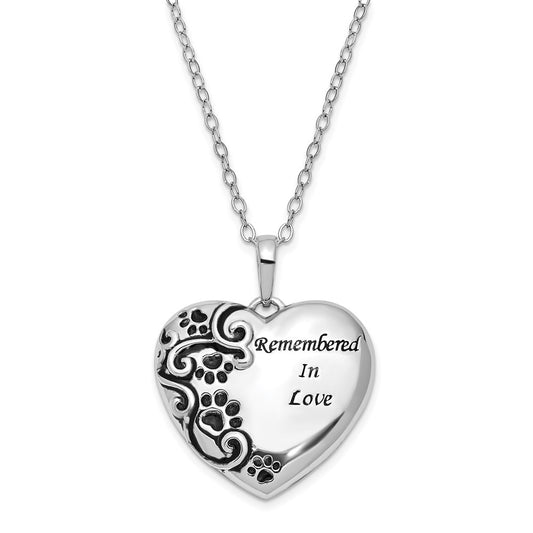 Paw Print Remembered in Love Heart - deborahjbirdoesdesigns