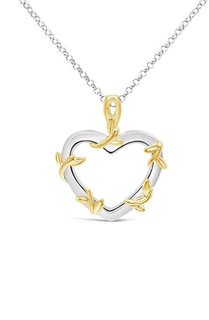 PML Gold Accented, Sterling Silver, Heart Pendant w/SS Chain.